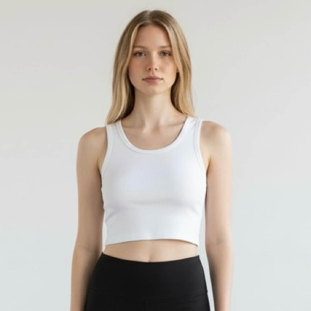 4/$40 Victoria Sport White Ribbed Crop Top